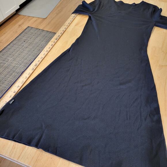 BCBGMAXAZRIA Black Maxi Bodycon Long Sleeve Dress Silver Circle Bust M - Picture 12 of 12